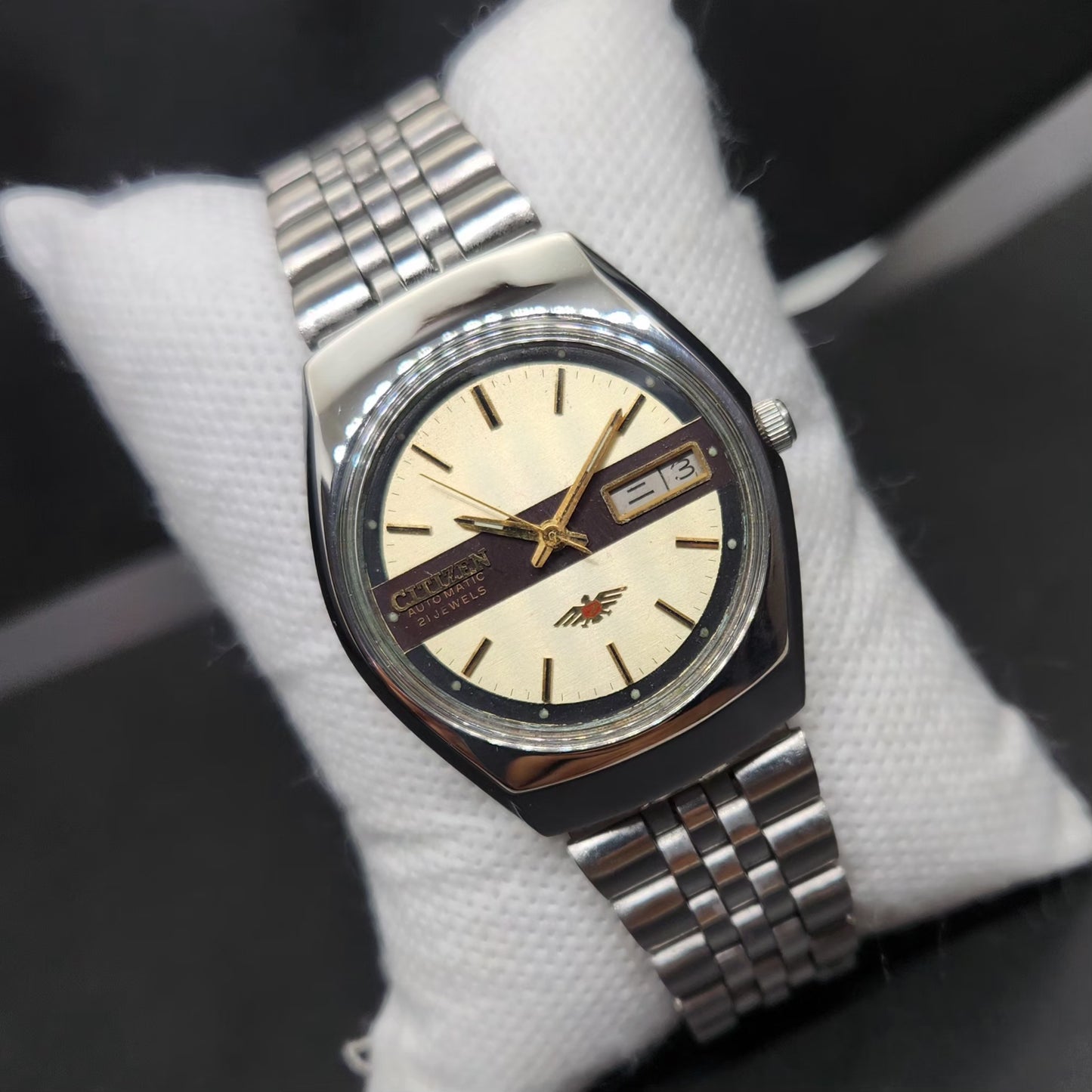 Vintage 1981 Original Citizen Automatic 8200 Gold Face 34MM case Day-Date Japanese Men's Wrist Watch CT80