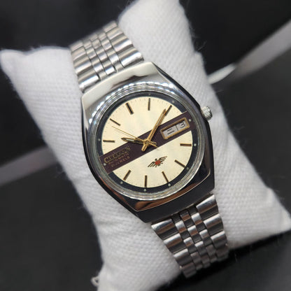 Vintage 1981 Original Citizen Automatic 8200 Gold Face 34MM case Day-Date Japanese Men's Wrist Watch CT80