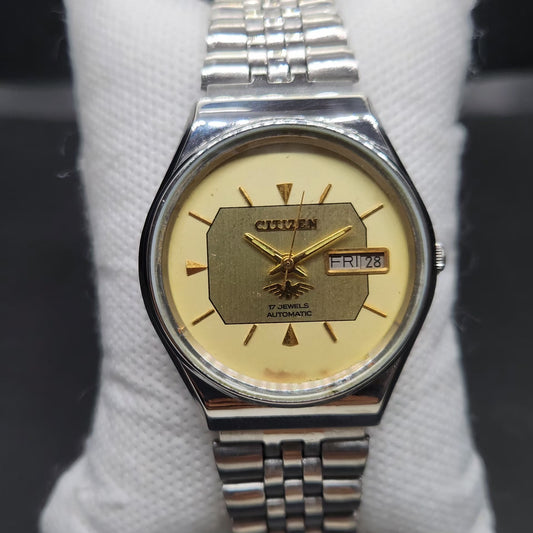 Vintage 1982 Original Citizen Automatic 8200 Gold Face 36MM case Day-Date Japanese Men's Wrist Watch CT81