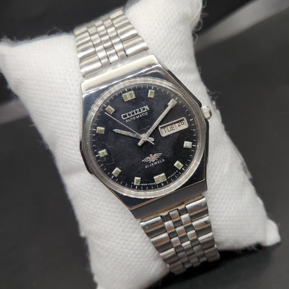 Vintage 1975 Original Citizen Automatic 8200 Black Face 35MM case Day-Date Japanese Men's Wrist Watch CT84