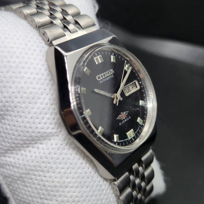 Vintage 1975 Original Citizen Automatic 8200 Black Face 35MM case Day-Date Japanese Men's Wrist Watch CT84