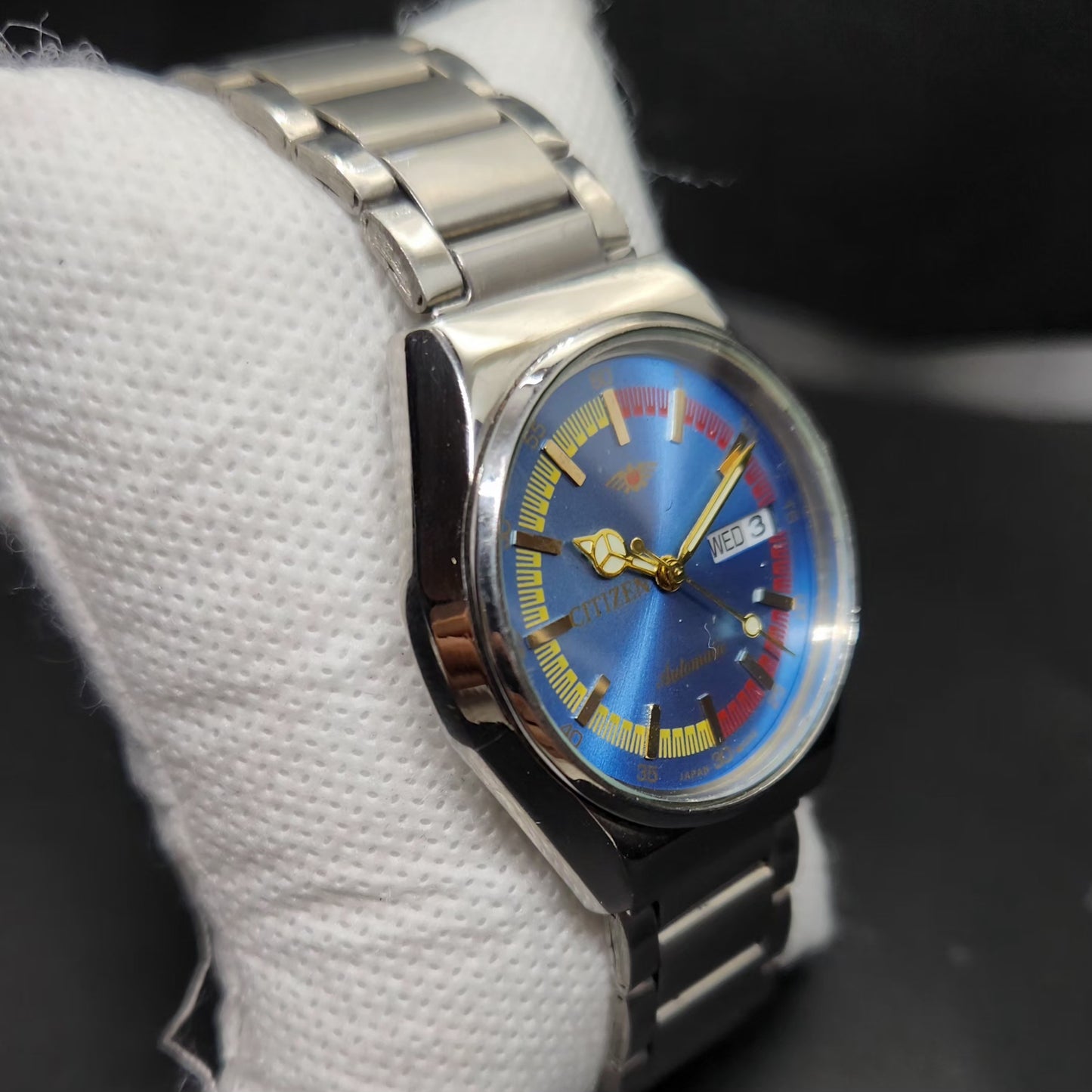 Vintage Mod Citizen 8200 Automatic Blue Face 36MM Case Day-Date Men's Wrist Watch CT87
