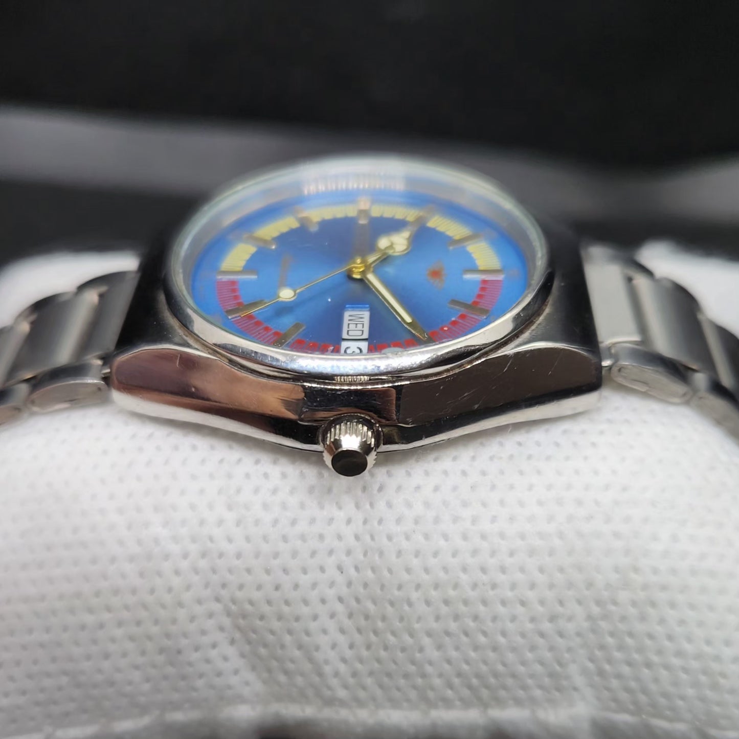 Vintage Mod Citizen 8200 Automatic Blue Face 36MM Case Day-Date Men's Wrist Watch CT87