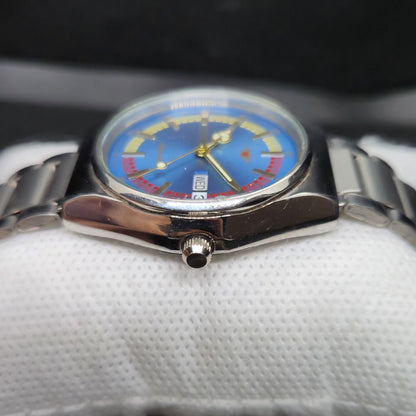 Vintage Mod Citizen 8200 Automatic Blue Face 36MM Case Day-Date Men's Wrist Watch CT87