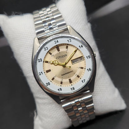 Vintage Mod Citizen 8200 Automatic Gold Face 36MM Case Railway Time Day-Date Men's Wrist Watch CT88
