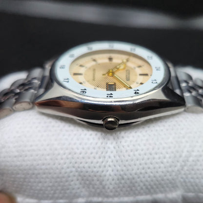 Vintage Mod Citizen 8200 Automatic Gold Face 36MM Case Railway Time Day-Date Men's Wrist Watch CT88