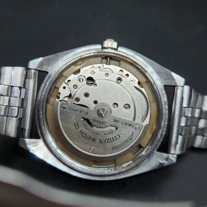 Vintage Mod Citizen 8200 Automatic Gold Face 36MM Case Railway Time Day-Date Men's Wrist Watch CT88