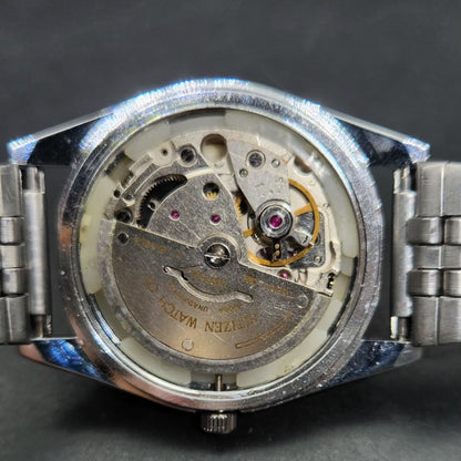 Vintage Mod Citizen 8200 Automatic Fluted Bazel Brown Face 36MM Case Day-Date Men's Wrist Watch CT90
