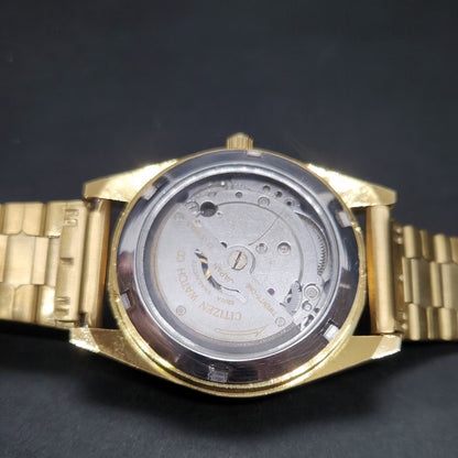 Vintage Mod Citizen 8200 Automatic Fluted Bazel Black Face 35MM Case Day-Date Men's Wrist Watch CT91