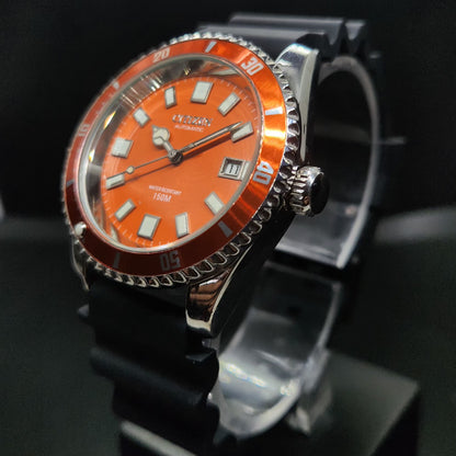 Vintage Mod Citizen 8200 Automatic Rotating Bazel Orange Face 40MM Case Date Men's Wrist Watch CT94