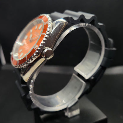 Vintage Mod Citizen 8200 Automatic Rotating Bazel Orange Face 40MM Case Date Men's Wrist Watch CT94