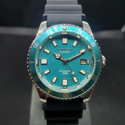 Vintage Mod Citizen 8200 Automatic Rotating Bazel Sea Green Face 40MM Case Date Men's Wrist Watch CT95