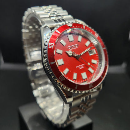 Vintage Mod Citizen 8200 Automatic Rotating Bazel Red Face 40MM Case Date Men's Wrist Watch CT97