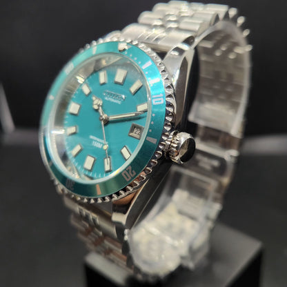Vintage Mod Citizen 8200 Automatic Rotating Bazel Sea Green Face 40MM Case Date Men's Wrist Watch CT98