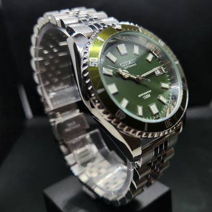 Vintage Mod Citizen 8200 Automatic Rotating Bazel Green Face 40MM Case Date Men's Wrist Watch CT99