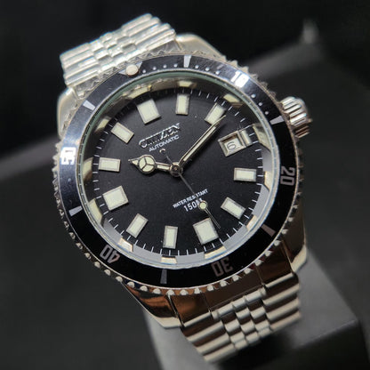 Vintage Mod Citizen 8200 Automatic Rotating Bazel Black Face 40MM Case Date Men's Wrist Watch CT101
