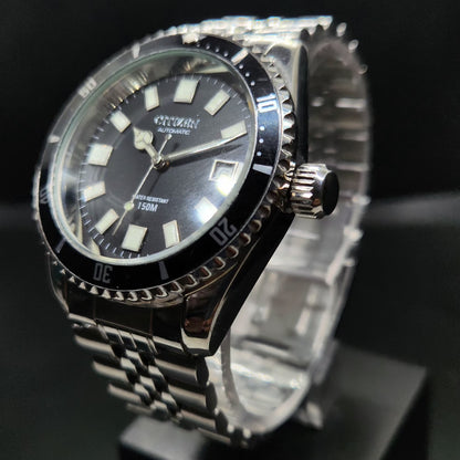 Vintage Mod Citizen 8200 Automatic Rotating Bazel Black Face 40MM Case Date Men's Wrist Watch CT101