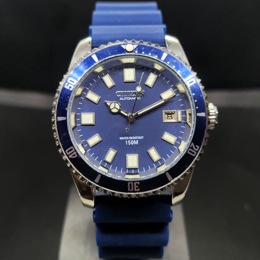 Vintage Mod Citizen 8200 Automatic Rotating Bazel Blue Face 40MM Case Date Men's Wrist Watch CT103