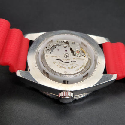 Vintage Mod Citizen 8200 Automatic Rotating Bazel Red Face 40MM Case Date Men's Wrist Watch CT104