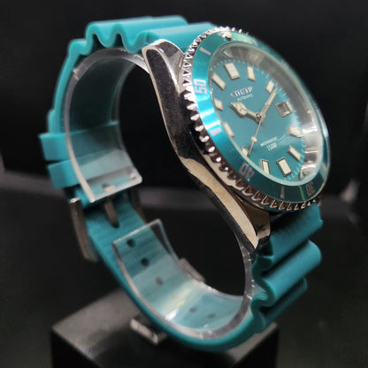 Vintage Mod Citizen 8200 Automatic Rotating Bazel Sea Green Face 40MM Case Date Men's Wrist Watch CT105