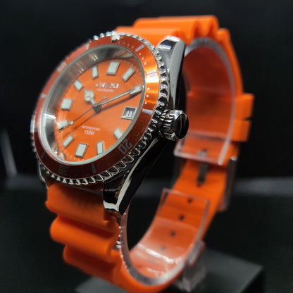 Vintage Mod Citizen 8200 Automatic Rotating Bazel Orange Face 40MM Case Date Men's Wrist Watch CT106