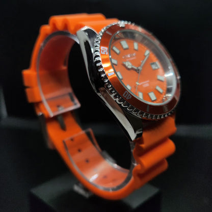 Vintage Mod Citizen 8200 Automatic Rotating Bazel Orange Face 40MM Case Date Men's Wrist Watch CT106