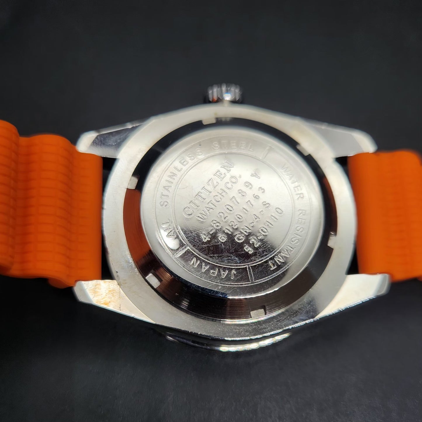Vintage Mod Citizen 8200 Automatic Rotating Bazel Orange Face 40MM Case Date Men's Wrist Watch CT106