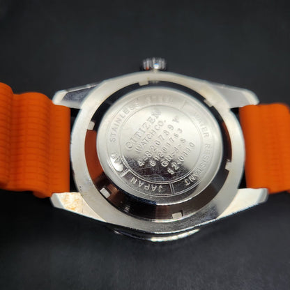 Vintage Mod Citizen 8200 Automatic Rotating Bazel Orange Face 40MM Case Date Men's Wrist Watch CT106