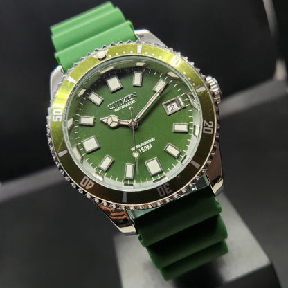 Vintage Mod Citizen 8200 Automatic Rotating Bazel Green Face 40MM Case Date Men's Wrist Watch CT107