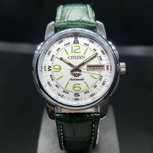 Vintage Mod Citizen 8200 Automatic White Face 37MM Case Day-Date Men's Wrist Watch CT108