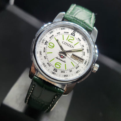 Vintage Mod Citizen 8200 Automatic White Face 37MM Case Day-Date Men's Wrist Watch CT108