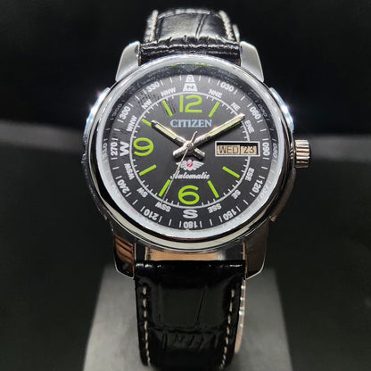Vintage Mod Citizen 8200 Automatic Black Face 37MM Case Day-Date Men's Wrist Watch CT110