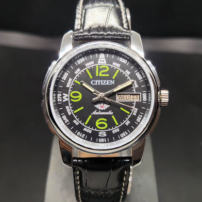 Vintage Mod Citizen 8200 Automatic Black Face 37MM Case Day-Date Men's Wrist Watch CT110