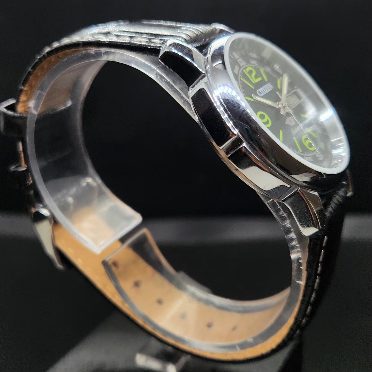 Vintage Mod Citizen 8200 Automatic Black Face 37MM Case Day-Date Men's Wrist Watch CT110