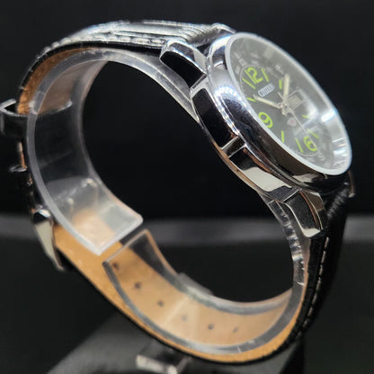 Vintage Mod Citizen 8200 Automatic Black Face 37MM Case Day-Date Men's Wrist Watch CT110