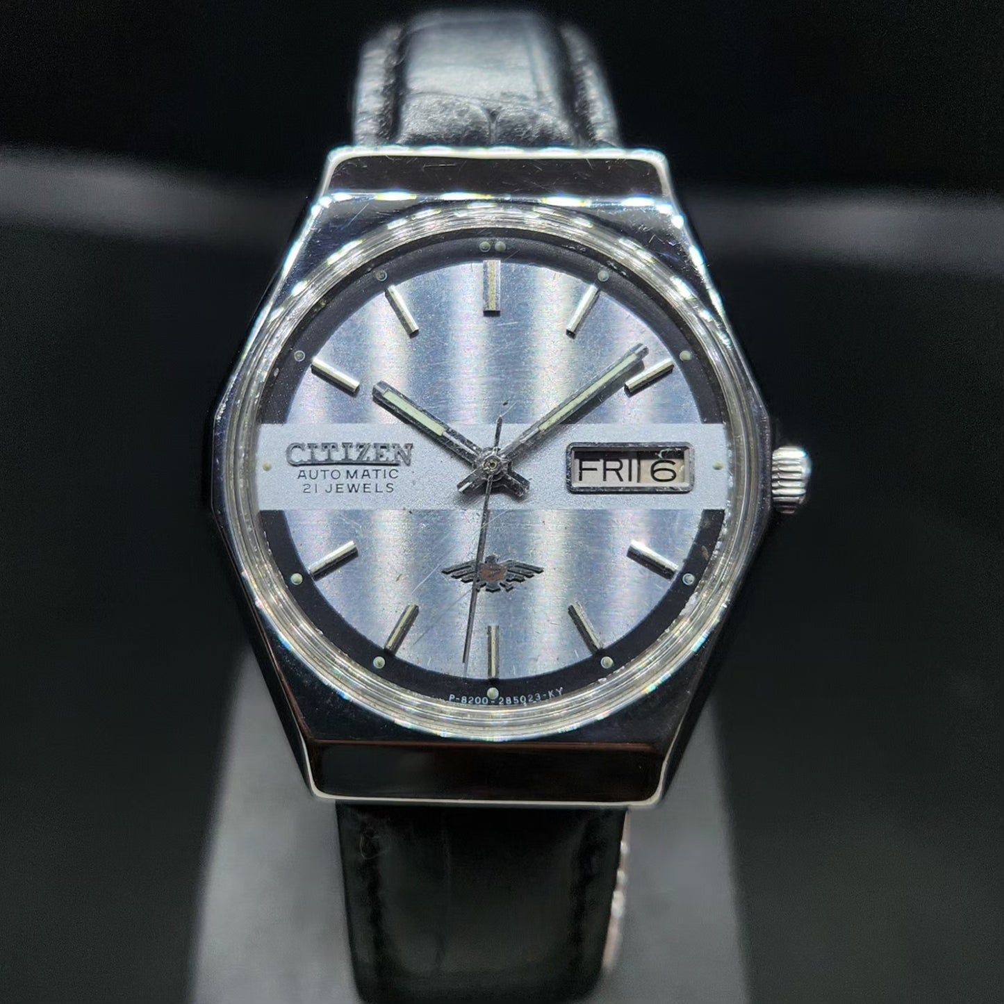 Vintage 1981 Original Citizen Automatic 8200 Silver Face 36MM Case Day-Date Japanese Men's Wrist Watch CT112