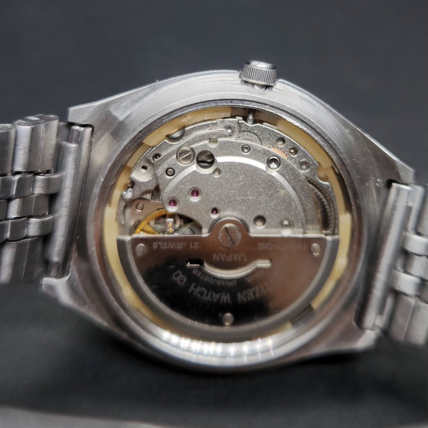 Vintage 1981 Original Citizen Automatic 8200 Blue Face 36MM case Day-Date Japanese Men's Wrist Watch CT116