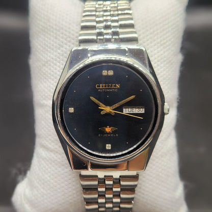 Vintage 1974 Original Citizen Automatic 8200 Black Face 35MM case Day-Date Japanese Men's Wrist Watch CT122