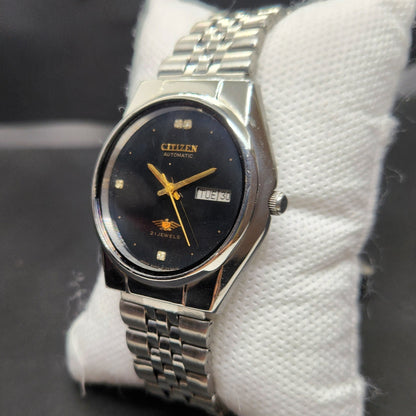 Vintage 1974 Original Citizen Automatic 8200 Black Face 35MM case Day-Date Japanese Men's Wrist Watch CT122