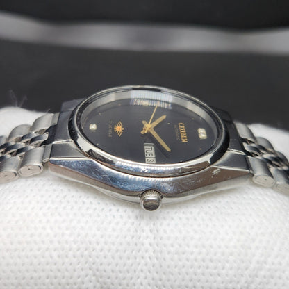 Vintage 1974 Original Citizen Automatic 8200 Black Face 35MM case Day-Date Japanese Men's Wrist Watch CT122