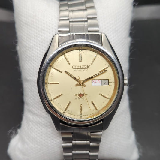 Vintage 1975 Original Citizen Automatic 8200 Gold Face 36MM case Day-Date Japanese Men's Wrist Watch CT125