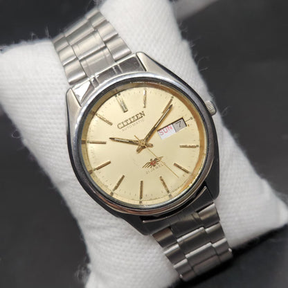 Vintage 1975 Original Citizen Automatic 8200 Gold Face 36MM case Day-Date Japanese Men's Wrist Watch CT125