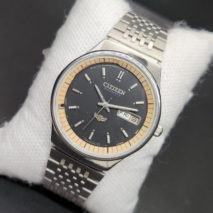 Vintage 1979 Original Citizen Automatic 8200 Black Face 35MM case Day-Date Japanese Men's Wrist Watch CT126