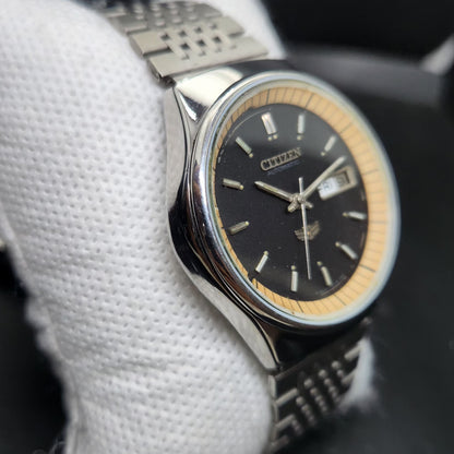 Vintage 1979 Original Citizen Automatic 8200 Black Face 35MM case Day-Date Japanese Men's Wrist Watch CT126
