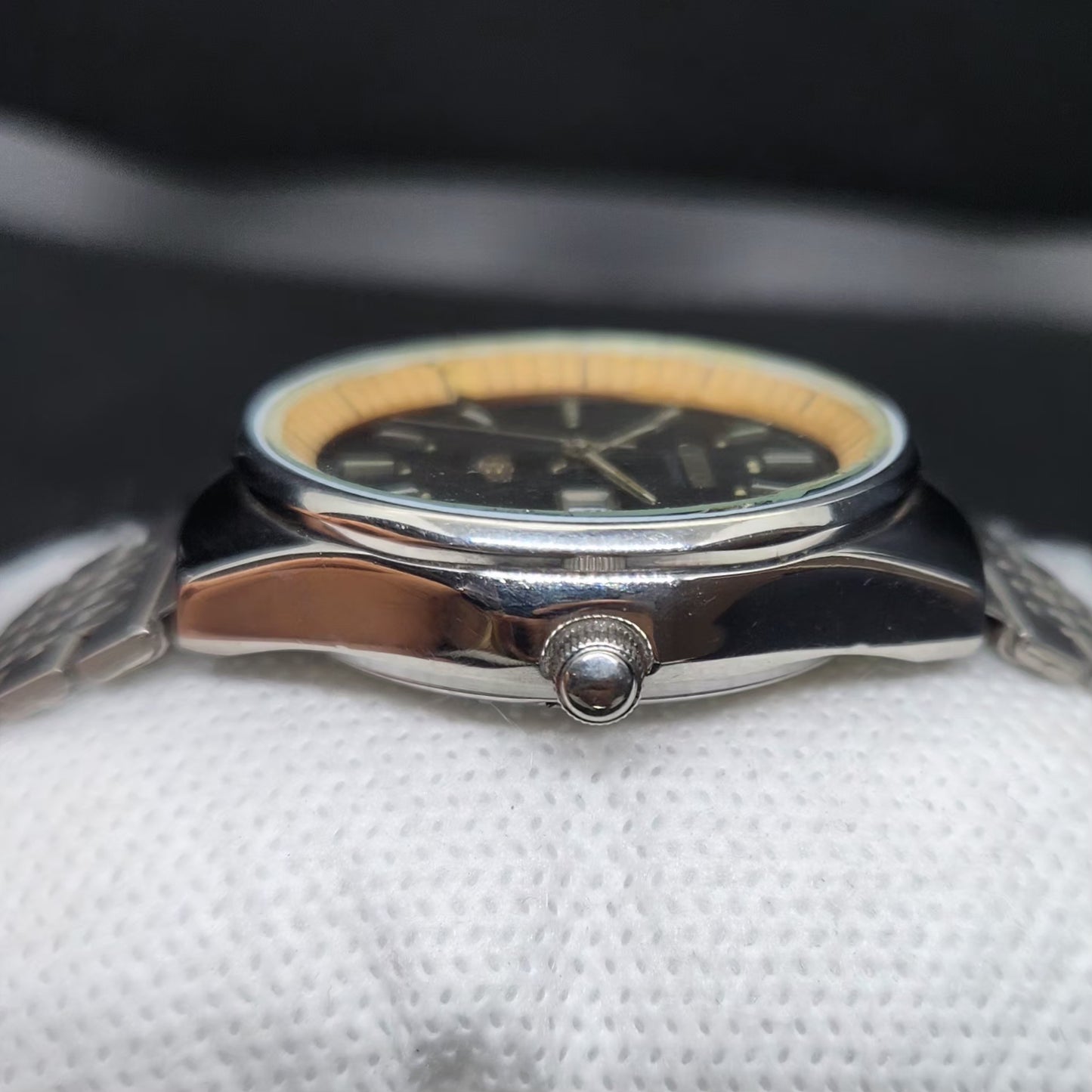 Vintage 1979 Original Citizen Automatic 8200 Black Face 35MM case Day-Date Japanese Men's Wrist Watch CT126