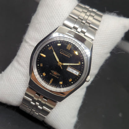 Vintage 1976 Original Citizen Automatic 8200 Black Face 34MM case Day-Date Japanese Men's Wrist Watch CT127