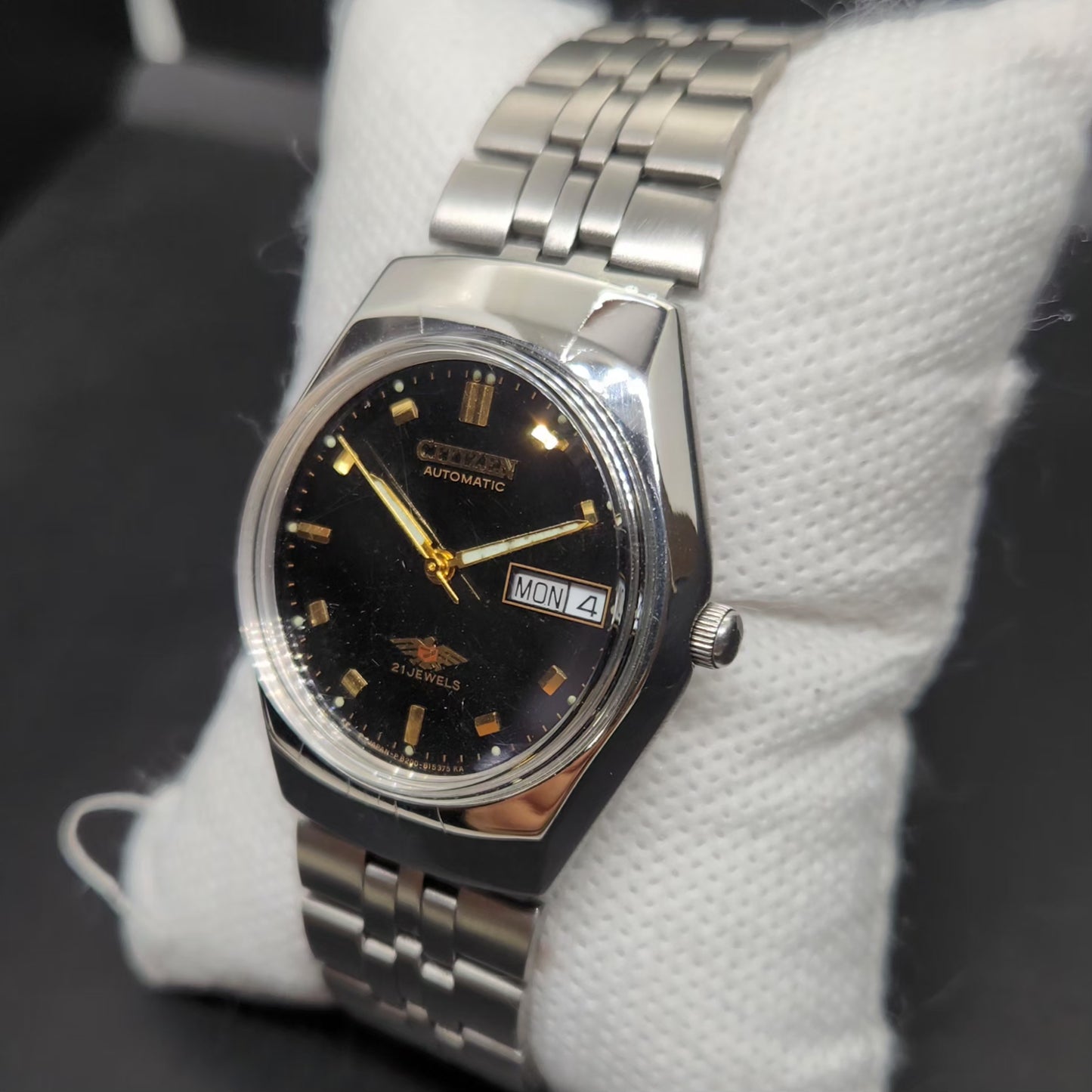 Vintage 1976 Original Citizen Automatic 8200 Black Face 34MM case Day-Date Japanese Men's Wrist Watch CT127