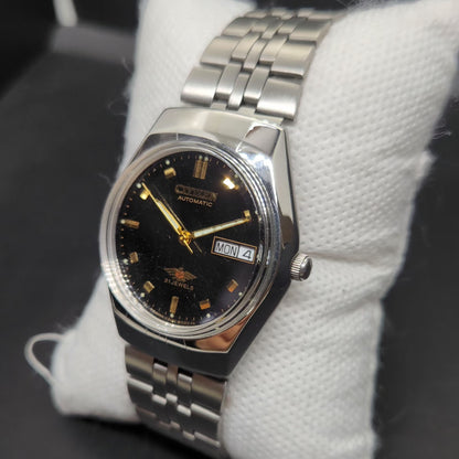 Vintage 1976 Original Citizen Automatic 8200 Black Face 34MM case Day-Date Japanese Men's Wrist Watch CT127