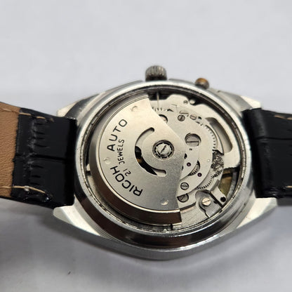 Vintage Ricoh R31 Automatic Green Face New Strap 21 Jewels Day-Date Men's Wrist Watch R01