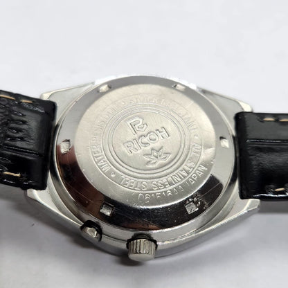 Vintage Ricoh R31 Automatic Blue Face New Strap 21 Jewels Day-Date Men's Wrist Watch R02
